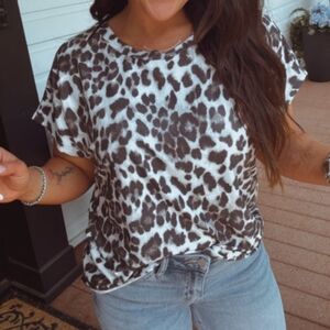 Sew In Love Gray and Black Leopard Top